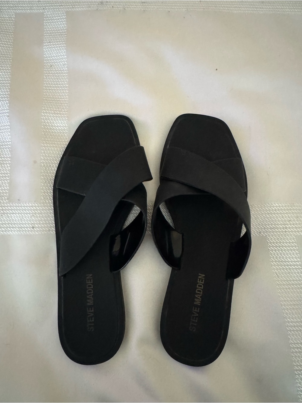 Steve Madden Black Crisscross Slide Sandals